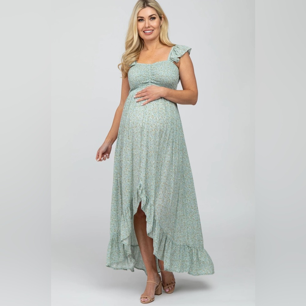 Pinkblush Light Green Floral Maxi Dress